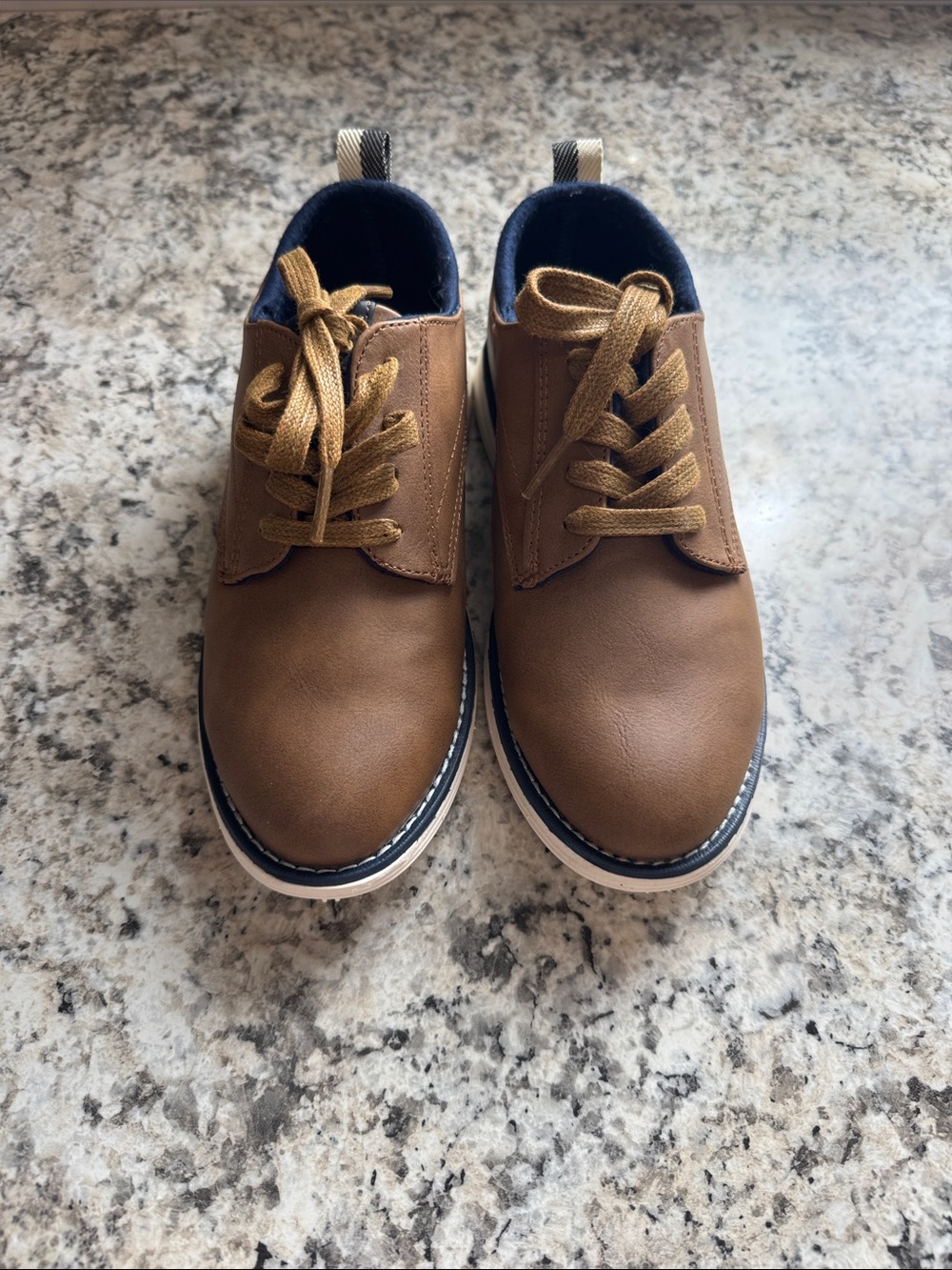 Cat & Jack Brown Kids Dress Shoes with Tan Laces